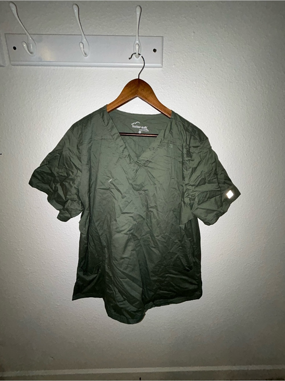 Butter Olive Green Short Sleeve V-Neck Scrub Top